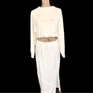 No Vacancy NWT White Cropped Sweatshirt and Skirt Set